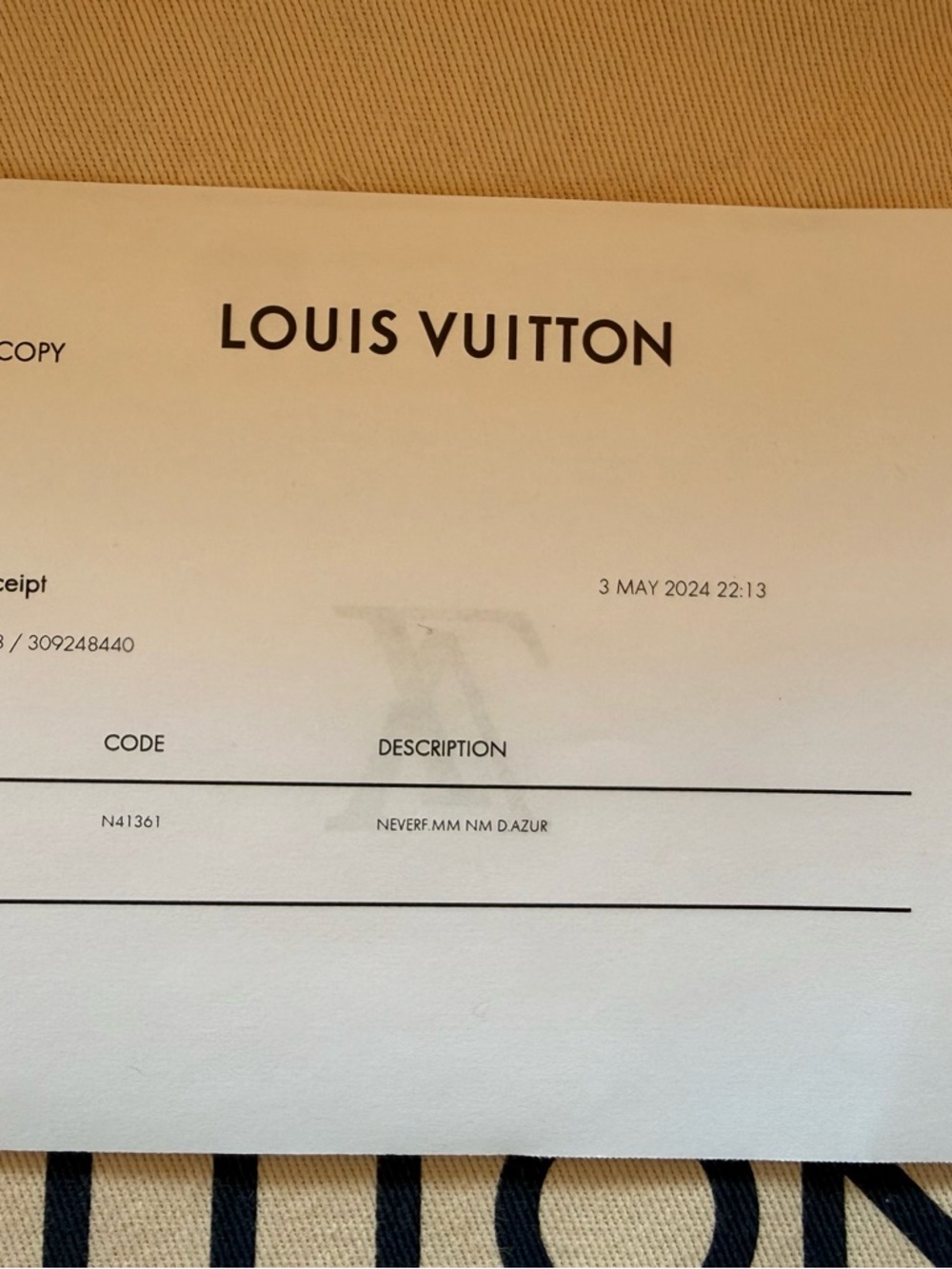 Louis Vuitton Neverfull MM Damier Azur Canvas Tote with Pouch in Beige and Tan - Picture 14 of 16